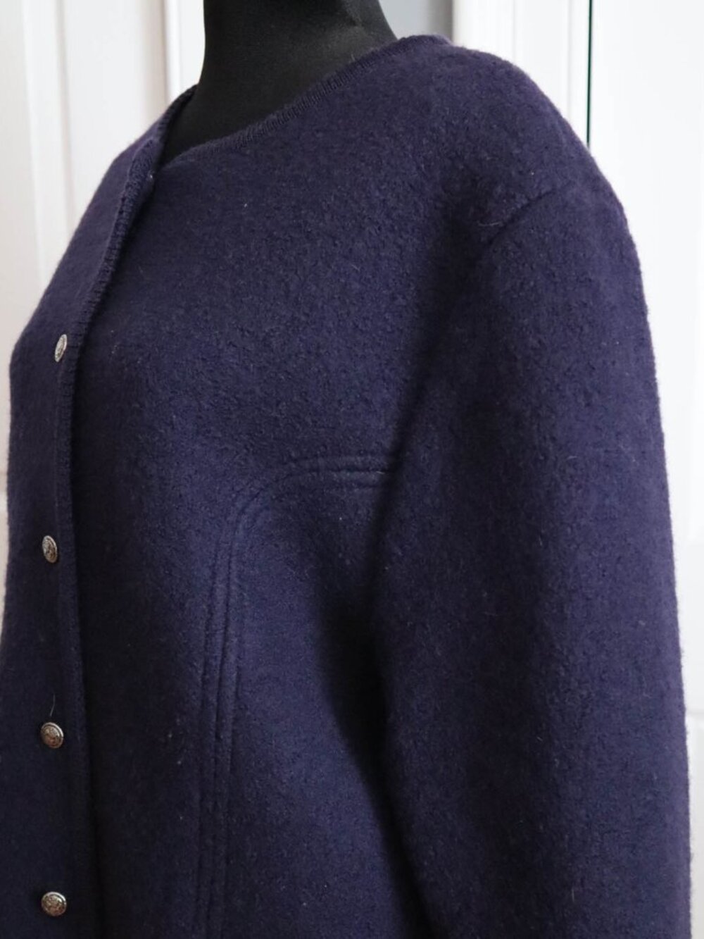 Vtg Carroll Reed 100% Boiled Wool Cardigan Jacket Sz 16/XL Indigo Blue Nordic - Picture 5 of 12